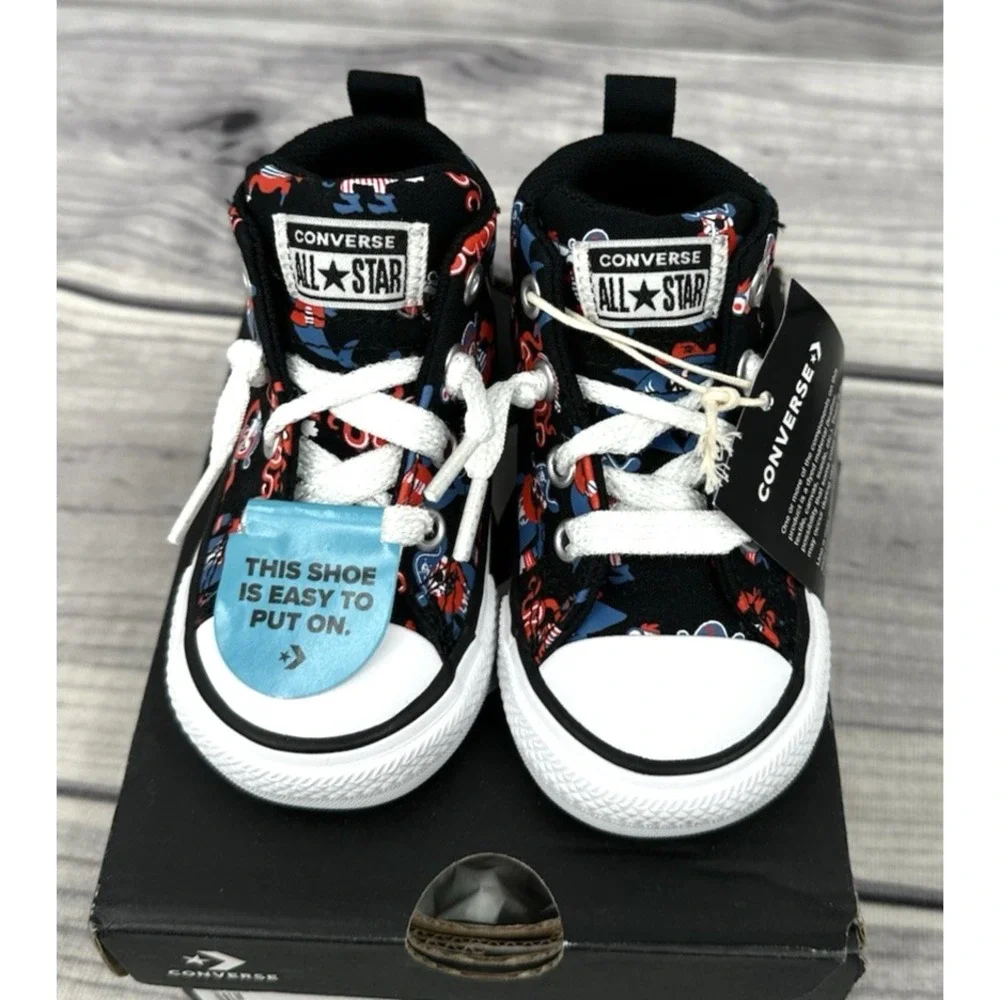 CONVERSE CHUCK TAYLOR ALL STAR STREET PIRATE PRINT SNEAKERS Infant Size 4 BLACK‎